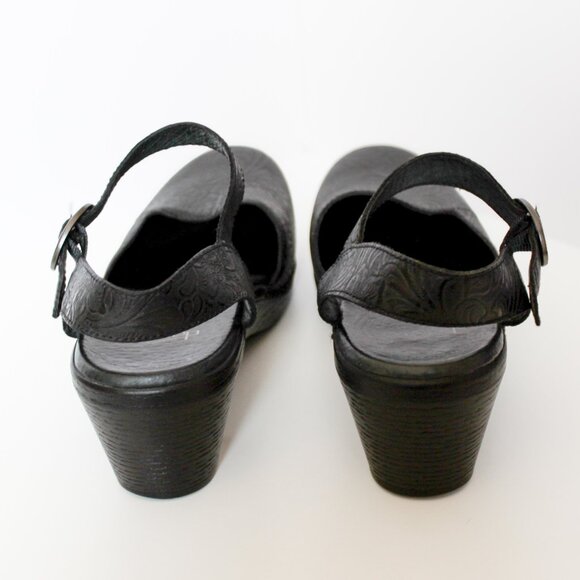 Dansko | Shoes | Dansko Sam Black Tooled Leather Ankle Strap Sandals Clog Shoes - Picture 8 of 11